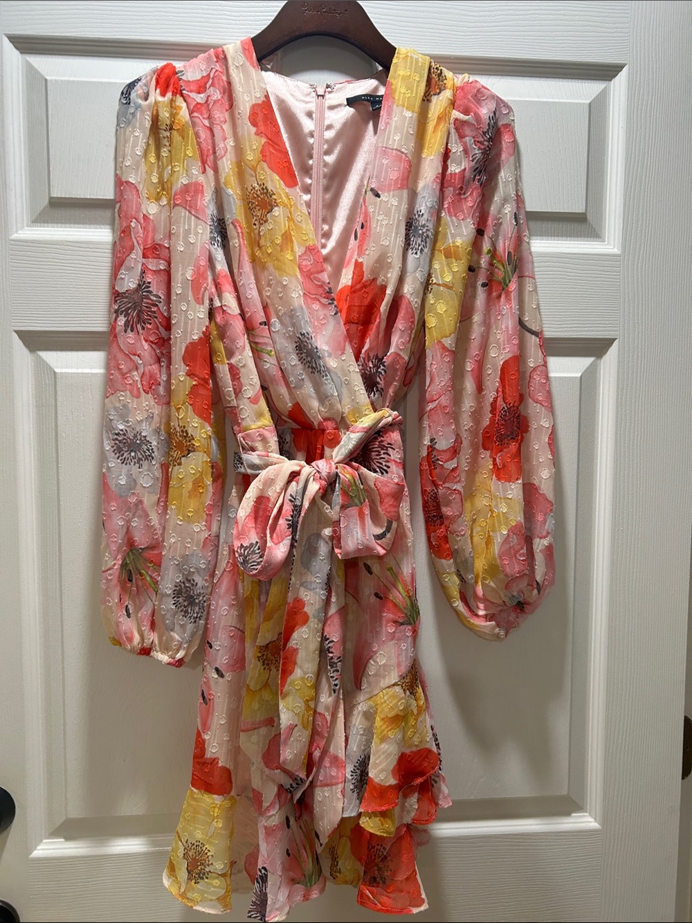 Alex Marie Pink, Yellow & Coral Floral Wrap Dress